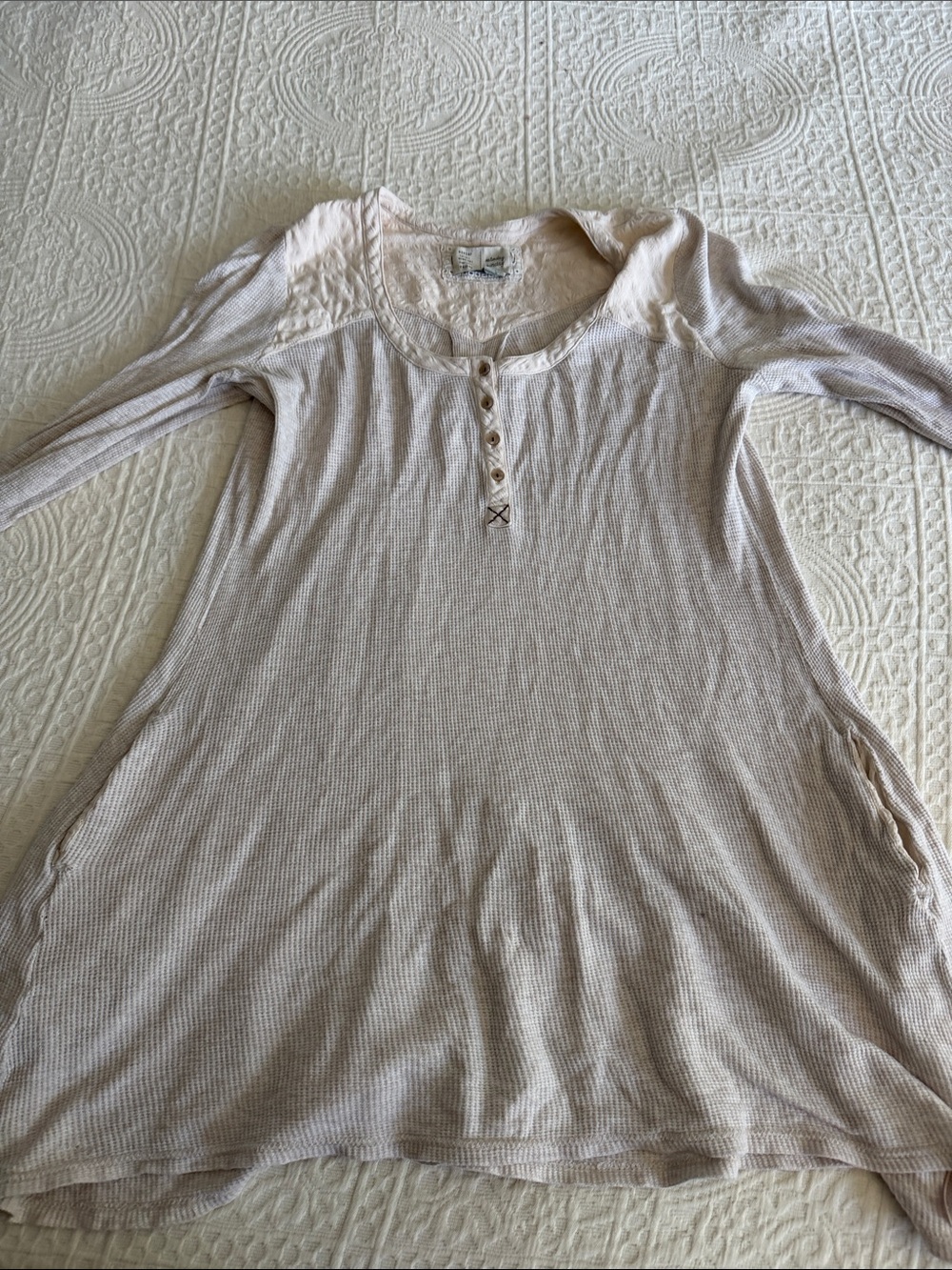 Cream Saturday Sunday Anthropologie Thermal Henley Dress